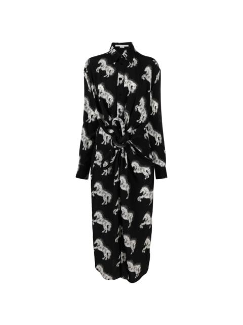 Pixel Horse-print silk midi dress