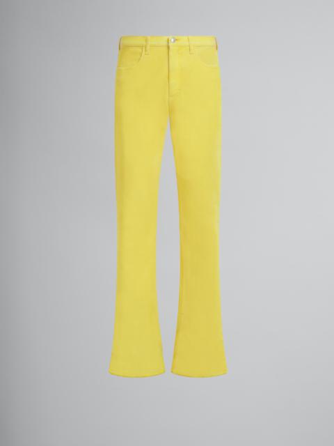Marni YELLOW FLARED 5 POCKET TROUSERS IN FLOCKED DENIM