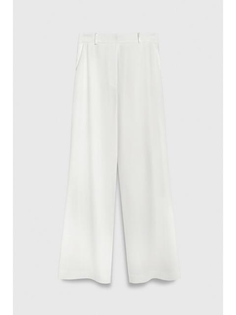 THE FOLD Clever Crepe High-Waisted Elasticated Trousers Ivory