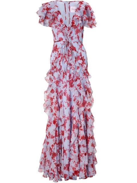 CAROLINA HERRERA floral-print ruffled gown