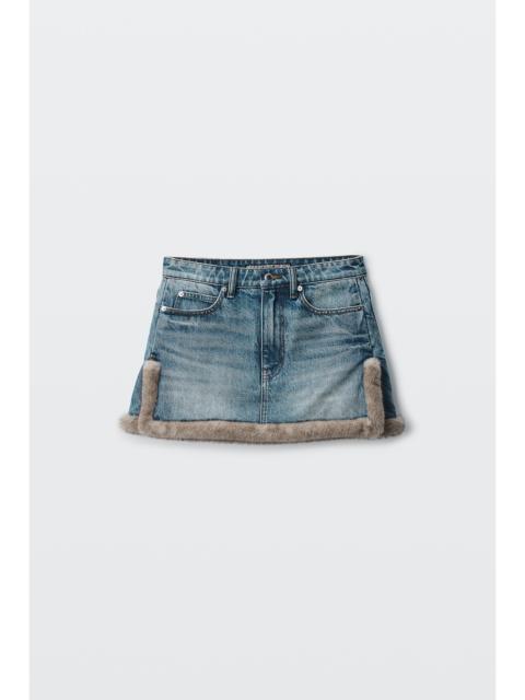 Alexander Wang faux fur trim denim skirt