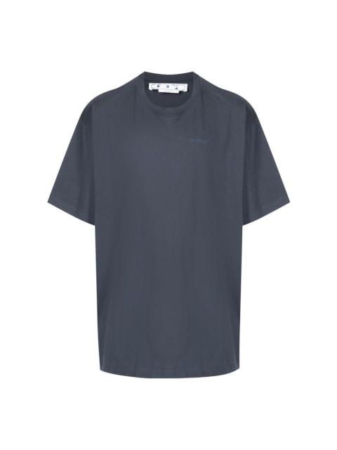 Off-White Men's Off-White Stripe Printing Short Sleeve Loose Fit Navy Blue T-Shirt OMAA038S22JER0024646
