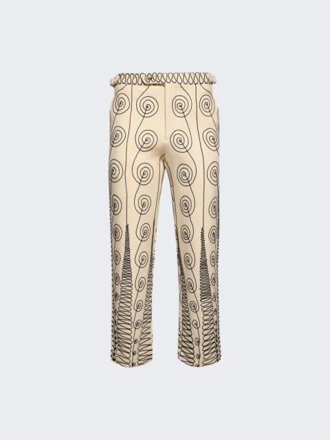 BODE Quillwork Trousers Cream And Black