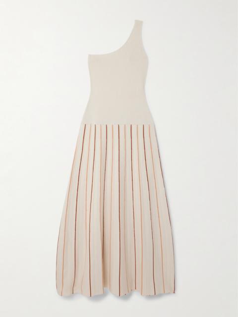 ESCVDO Manglar One-shoulder Striped Organic Cotton Maxi Dress