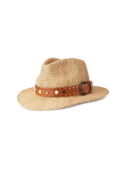 MAISON MICHEL Rico belted straw fedora hat