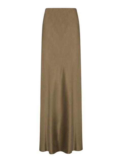 Bias-Cut Silk-Blend Maxi Slip Skirt brown