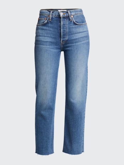 High-Rise Stovepipe Jeans with Raw-Edge Hem