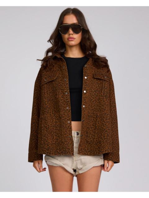 ONE TEASPOON Longline Denim Jacket - Cheetah Print