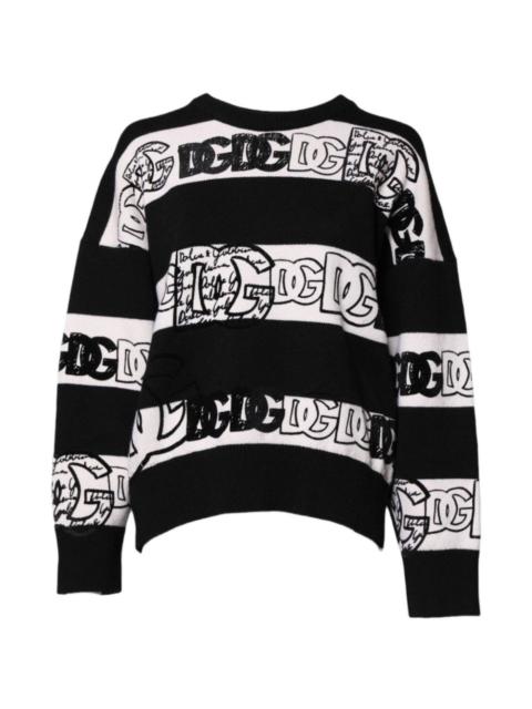 Dolce & Gabbana logo-print striped sweater