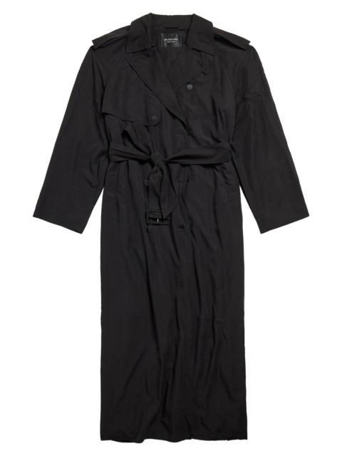 BALENCIAGA Men's Fluid Boxy Trenchcoat - Black