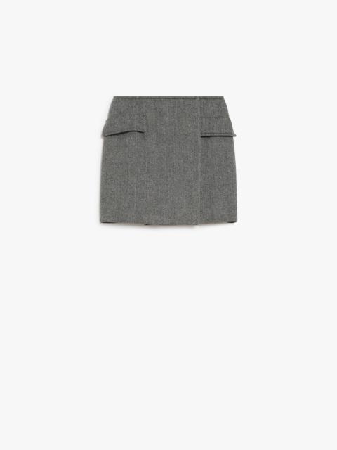 Sportmax LACCIO Short herringbone wool wrap skirt