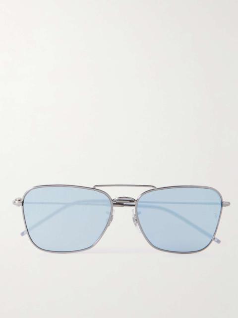 Caravan Reverse Square-Frame Silver-Tone Sunglasses