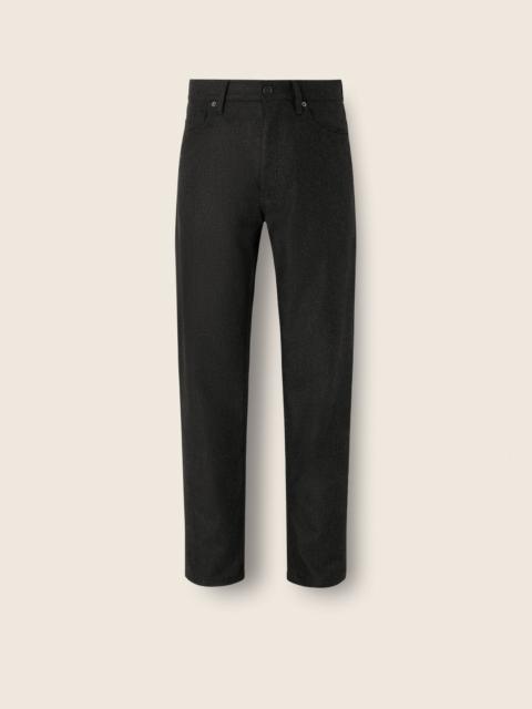 ZEGNA DARK GREY WOOL AND CASHMERE ROCCIA PANTS