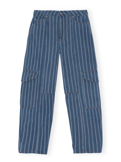 Blue Jacquard Denim Wide Pants