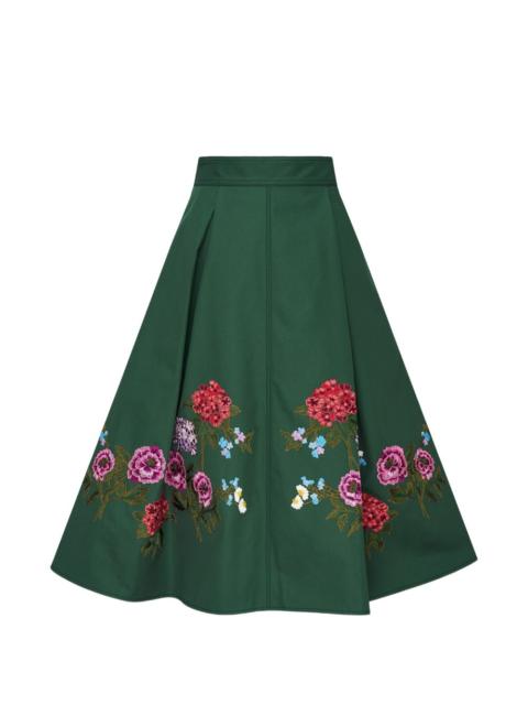 CAROLINA HERRERA floral-embroidered pleated skirt