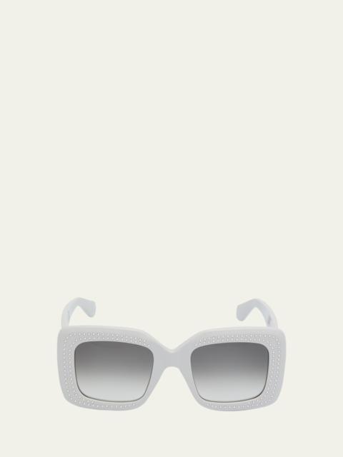 Alaïa Embellished Rectangle Acetate Sunglasses