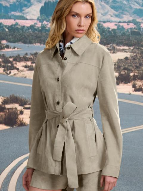 MACKAGE AZALIA-SU Belted Suede Shirt Jacket