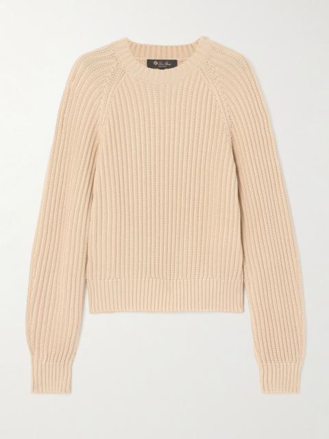 Loro Piana Ribbed-knit silk and cotton-blend sweater Off-white