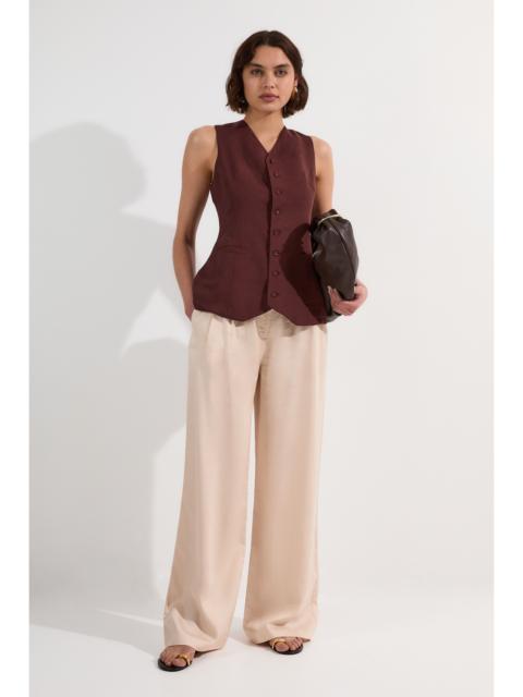 KAREN MILLEN Premium Linen Wide Leg Tailored Trouser