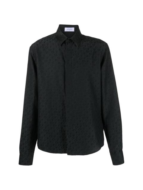 Off-White logo-print silk-cotton shirt
