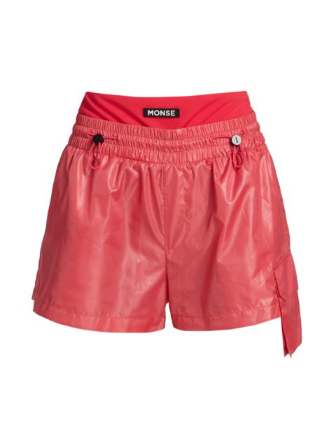 Monse Women's Layered Toggle Shorts - Deep Pink