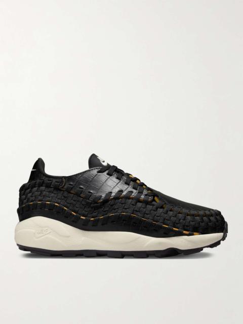 Air Footscape Stretch-Knit and Croc-Effect Leather Sneakers