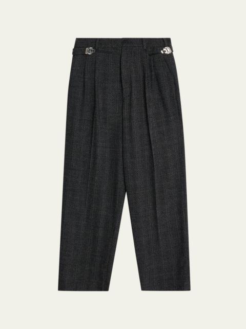 MAGLIANO Men's Regolatore Relaxed Wool Herringbone Pleated Pants