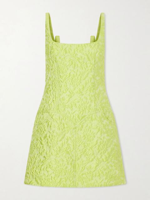 EMILIA WICKSTEAD Floral silk-blend jacquard mini dress Bright green