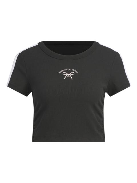 adidas (WMNS) adidas Dance Rib Baby T-Shirt Asia Sizing 'Black' JY7649
