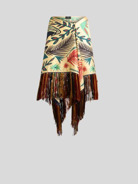 Etro ETRO x TABBY BOOTH SILK COVER-UP PAREO WITH FRINGING AND PLACED PRINT