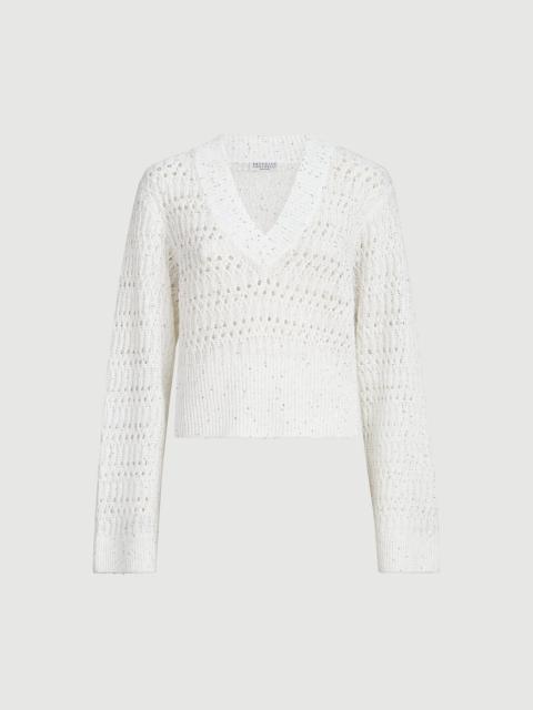 Brunello Cucinelli Linen dazzling braids sweater