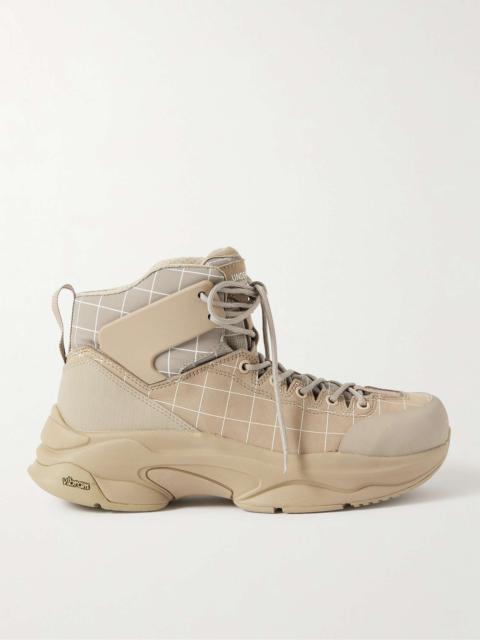 Checked Nubuck and Canvas Hiking Boots