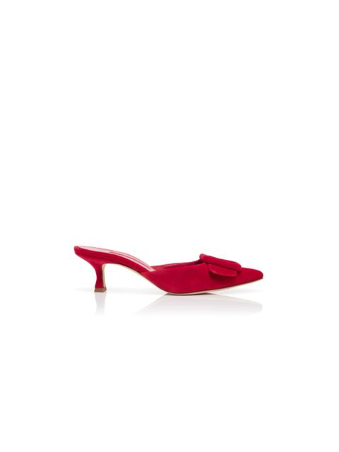 Red Velvet Buckle Detail Mules