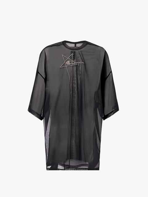 Rick Owens x Champion brand-embroidered mesh top