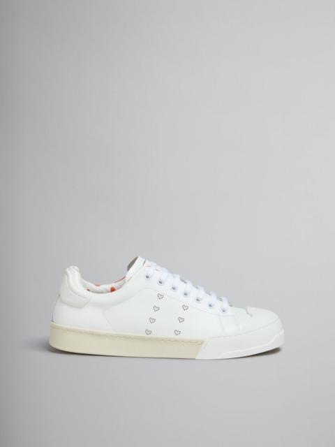 Marni WHITE LEATHER DADA BUMPER SNEAKER WITH HEARTS