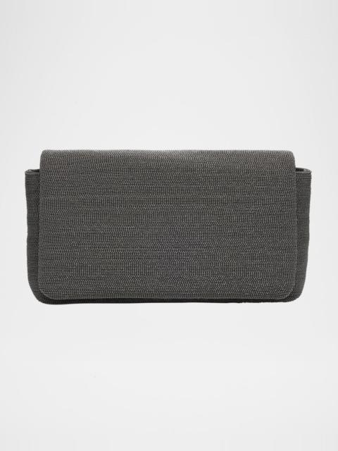 Brunello Cucinelli Monili Convertible Flap Leather Clutch Bag
