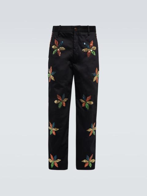 Flower sequined pants