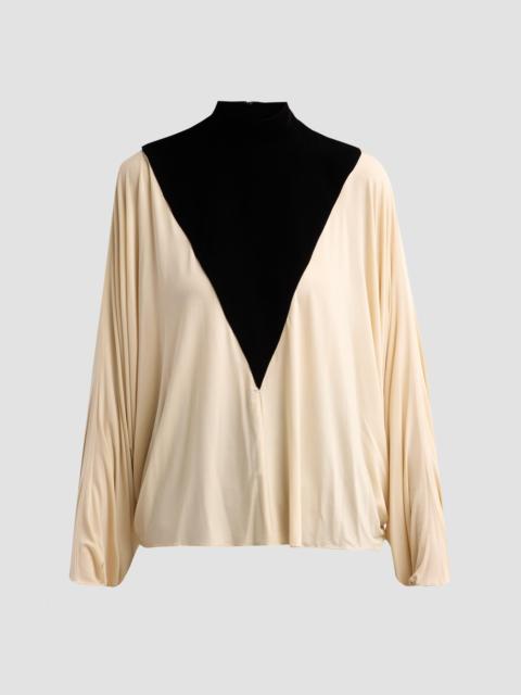 Zimmermann Women's Valiant Velvet & Jersey Batwing Top - Black Cream