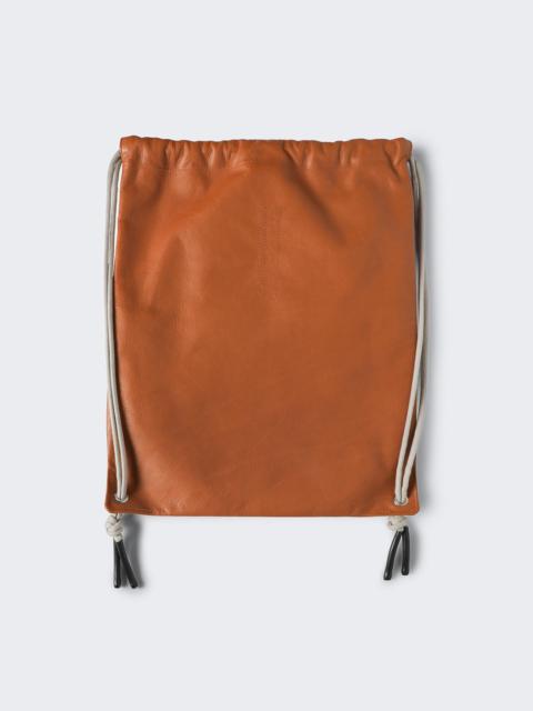 Rick Owens Leather Drawstring Backpack Clay and Pearl