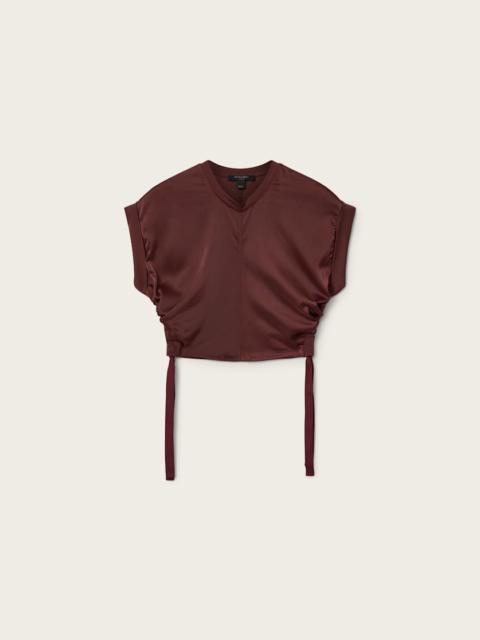 ALLSAINTS MIRA CROPPED SATIN DRAWCORD T-SHIRT