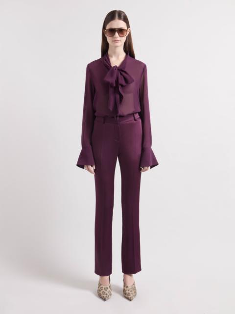 NINA RICCI Burgundy Lavallière Silk Shirt