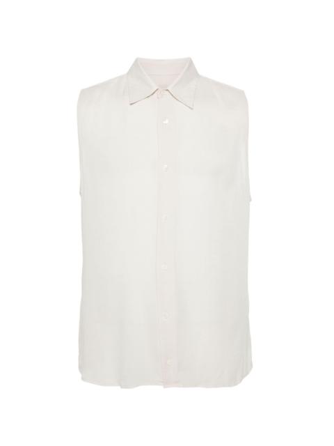 straight-collar crepe shirt