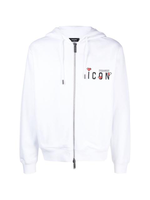 signature Icon-motif zip-up hoodie