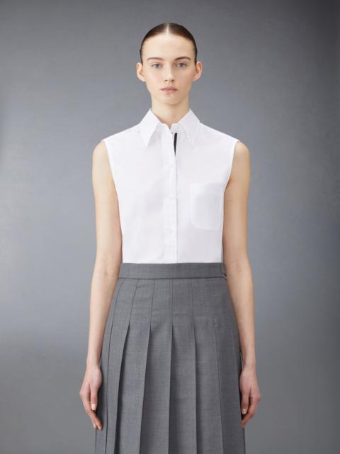 Thom Browne White Poplin Grosgrain Placket Sleeveless Shirt