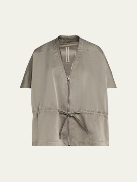 Rick Owens Short-Sleeve Satin Zip Sail Jacket