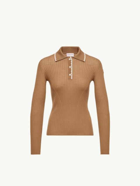 Moncler Wool Long Sleeve Polo Shirt