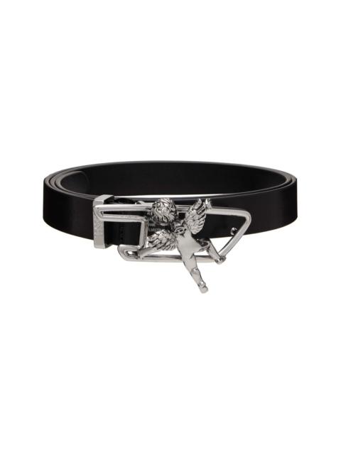 Diesel Black Cherub D Outline Buckle Leather Belt