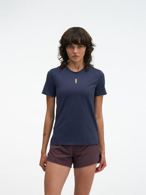 HOKA Women's EveryRun Short Sleeve Shirt in Varsity Navy/Gold