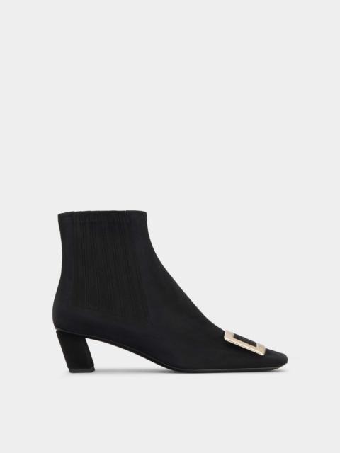 Belle Vivier Metal Buckle Chelsea Booties in Suede