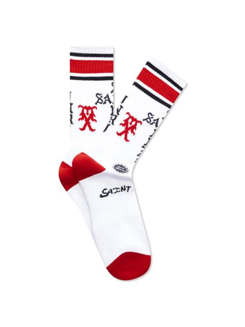 SAINT M×××××× SAINT SINNER SOCKS - WHITE/RED